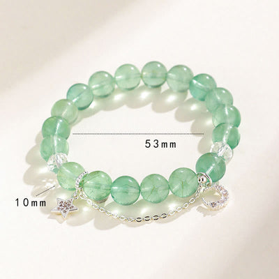 Foviel Green Fluorite Beads Moon Star Peace Bracelet