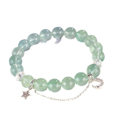Foviel Green Fluorite Beads Moon Star Peace Bracelet