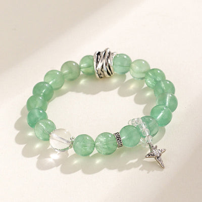 Foviel Green Fluorite Beads Moon Star Peace Bracelet