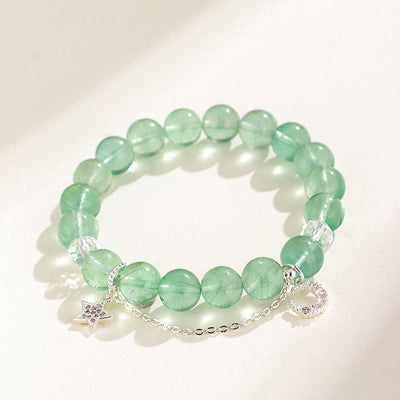 Foviel Green Fluorite Beads Moon Star Peace Bracelet