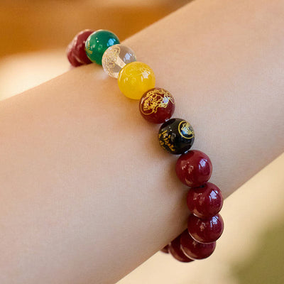 Foviel Zinnober Achate Fünf Richtungen Götter des Reichtums Segnung Armband