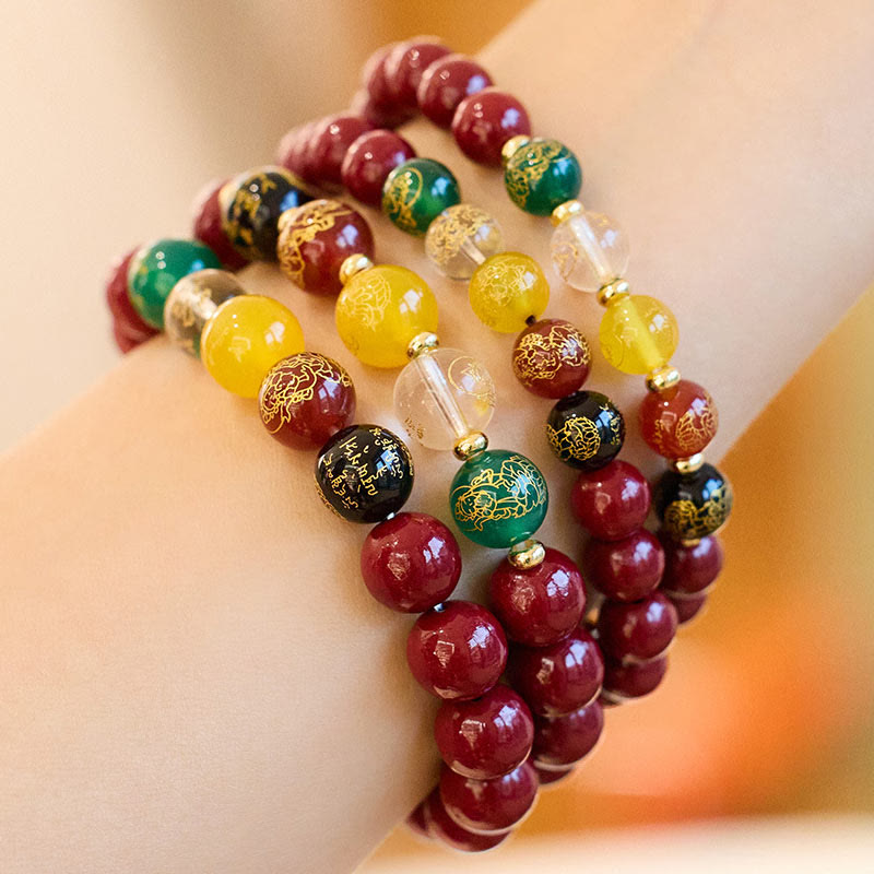 Foviel Zinnober Achate Fünf Richtungen Götter des Reichtums Segnung Armband