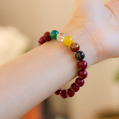 Foviel Zinnober Achate Fünf Richtungen Götter des Reichtums Segnung Armband