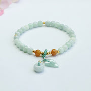 Bracelet Foviel en jade perles et feuille boucle de paix prospérité
