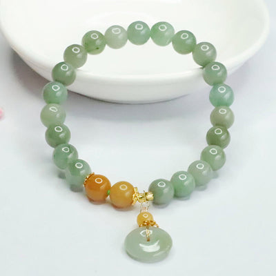 Foviel Jade Perlen Frieden Schnalle Wohlstand Abundanz Armband