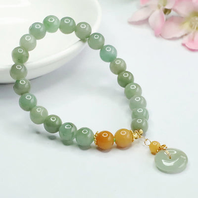 Foviel Jade Perlen Frieden Schnalle Wohlstand Abundanz Armband