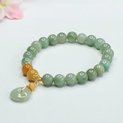 Foviel Jade Perlen Frieden Schnalle Wohlstand Abundanz Armband