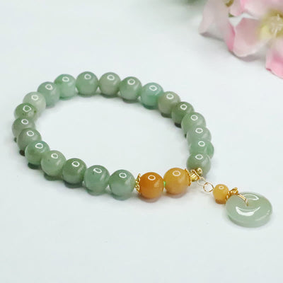 Foviel Jade Perlen Frieden Schnalle Wohlstand Abundanz Armband