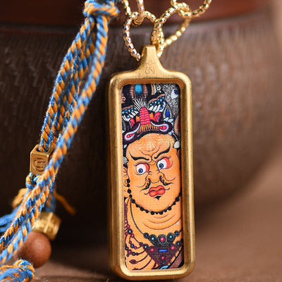 Foviel Tibet God Of Wealth Titanium Steel Thangka Wealth Necklace Pendant