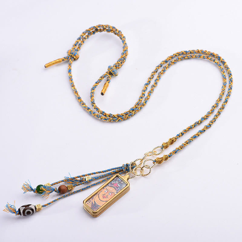 Foviel Tibet God Of Wealth Titanium Steel Thangka Wealth Necklace Pendant