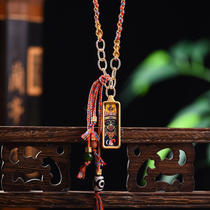 Foviel Tibet God Of Wealth Titanium Steel Thangka Wealth Necklace Pendant