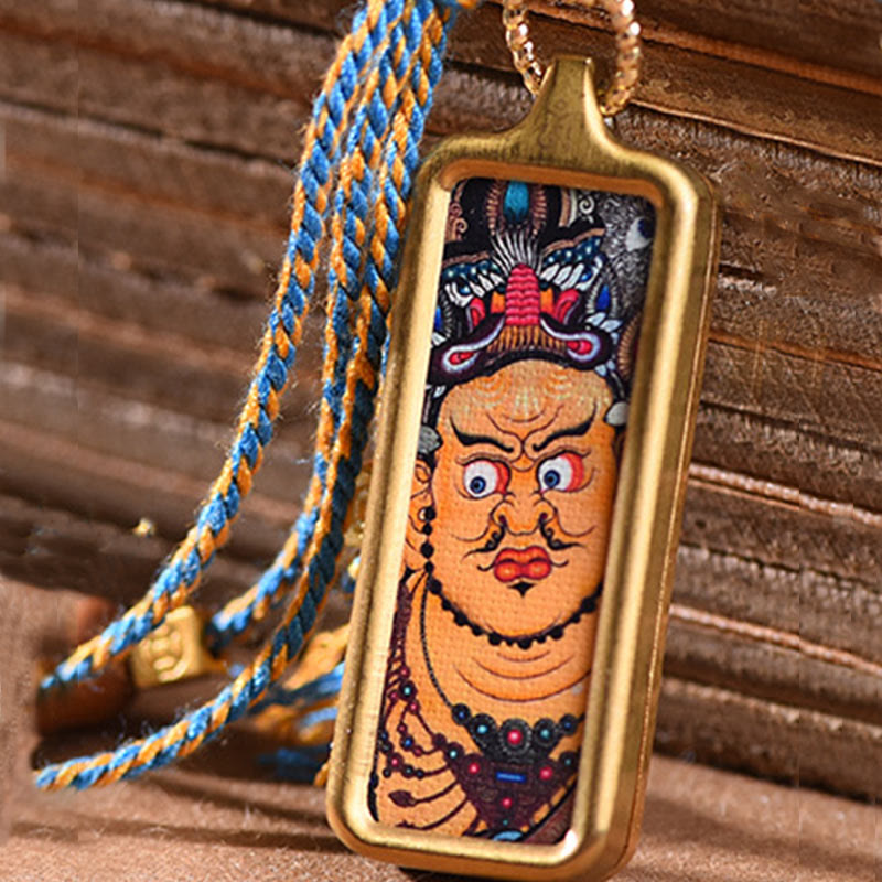 Foviel Tibet God Of Wealth Titanium Steel Thangka Wealth Necklace Pendant