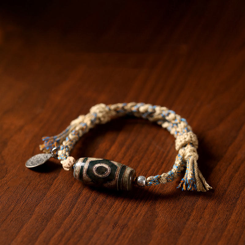 Foviel Tibetan Dzi Bead Wealth Protection Braided Bracelet