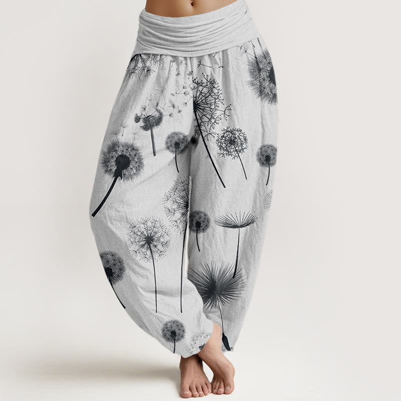 Buddha Stones Casual Dandelion Pattern Women's Elastic Waist Harem Pants - WhiteSmoke - US22，UK/AU26，EU54 (6XL) - image 8