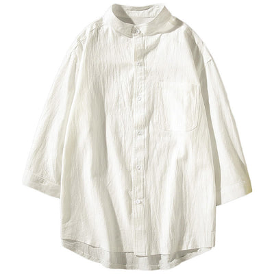 Buddha Stones Vintage Casual Plain Single Breasted Three Quarter Sleeve Men's  Shirt With Pocket - image 14