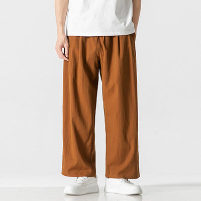 Buddha Stones Summer Casual Plain Straight Leg Design Men's Cotton Linen Drawstring Pants With Pockets - DarkGoldenrod - US/UK/AU46，EU56 (5XL) - image 27