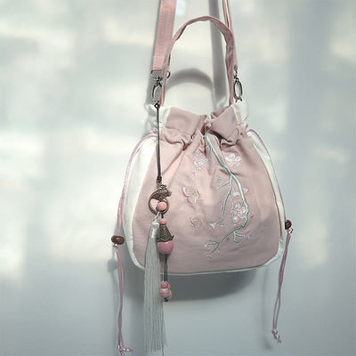 Buddha Stones Handmade Embroidered Flowers Canvas Tote Shoulder Bag Handbag Bag BS 51