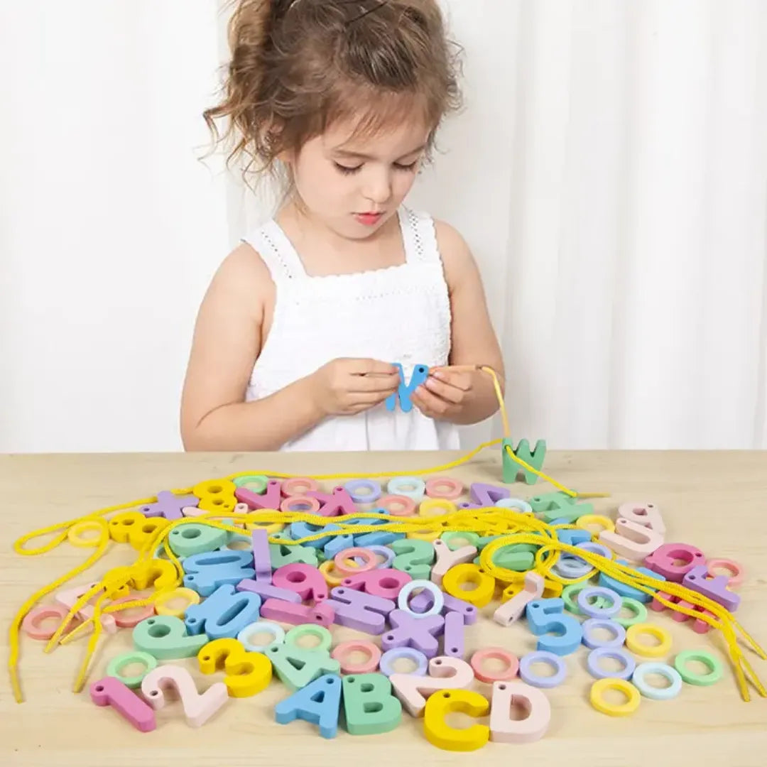 Fidtoy Alphabet and Number Lacing Set for Early Learning