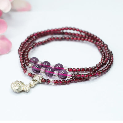 Foviel Natürliche Granat Elefant Abacus Glücks Tasche PiXiu Schutz Dreifach-Wrap Armband