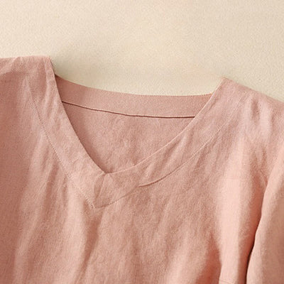 Buddha Stones Summer Casual Plain Women's V-neck Design Half Sleeve T-shirt - image 7
