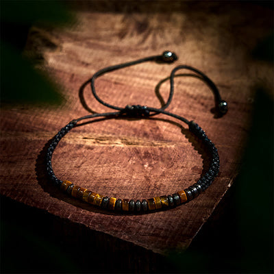 Foviel 3Pcs Tiger Eye Lava Rock Protection Bracelet Set