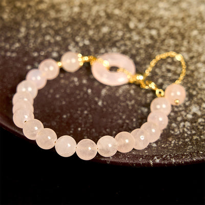 Foviel Natürlich Rosa Kristall Perlen Frieden Schnalle Selbst-Annahme Armband