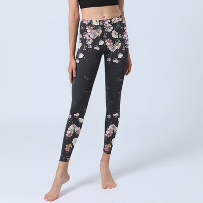 Buddha Stones Pansy Flower Pattern Print Gym Leggings Women's Yoga Pants - image 5