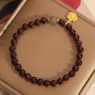 Bracelet de purification en perles de jade de Khotan et grenat patte de chat Foviel