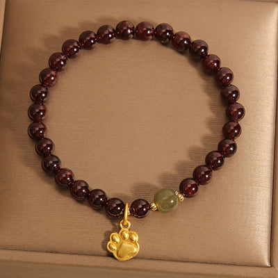 Bracelet de purification en perles de jade de Khotan et grenat patte de chat Foviel