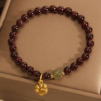 Bracelet de purification en perles de jade de Khotan et grenat patte de chat Foviel