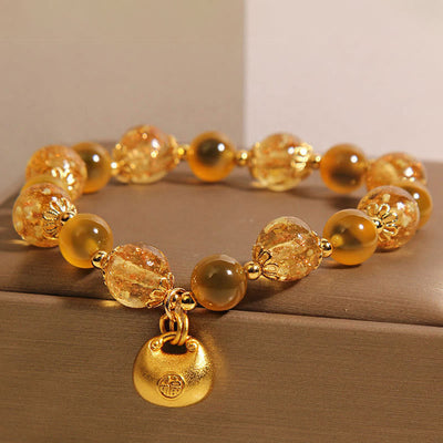 Foviel Gelb Candy Achat Fu Charakter Segen Tasche spirituell Armband