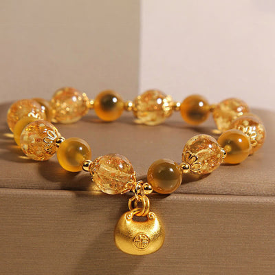 Foviel Gelb Candy Achat Fu Charakter Segen Tasche spirituell Armband