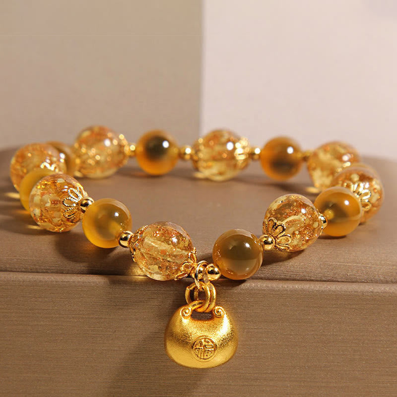 Foviel Gelb Candy Achat Fu Charakter Segen Tasche spirituell Armband
