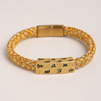 Bracelet porte-bonheur Foviel Tibet Om Mani Padme Hum, corde multicolore, fil doré, nœud de diamant