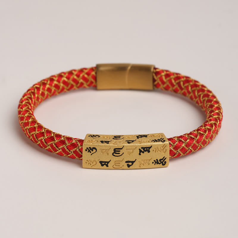 Foviel Tibetan Om Mani Padme Hum Various Colors Rope Gold Thread Diamond Knot Luck Buckle Bracelet