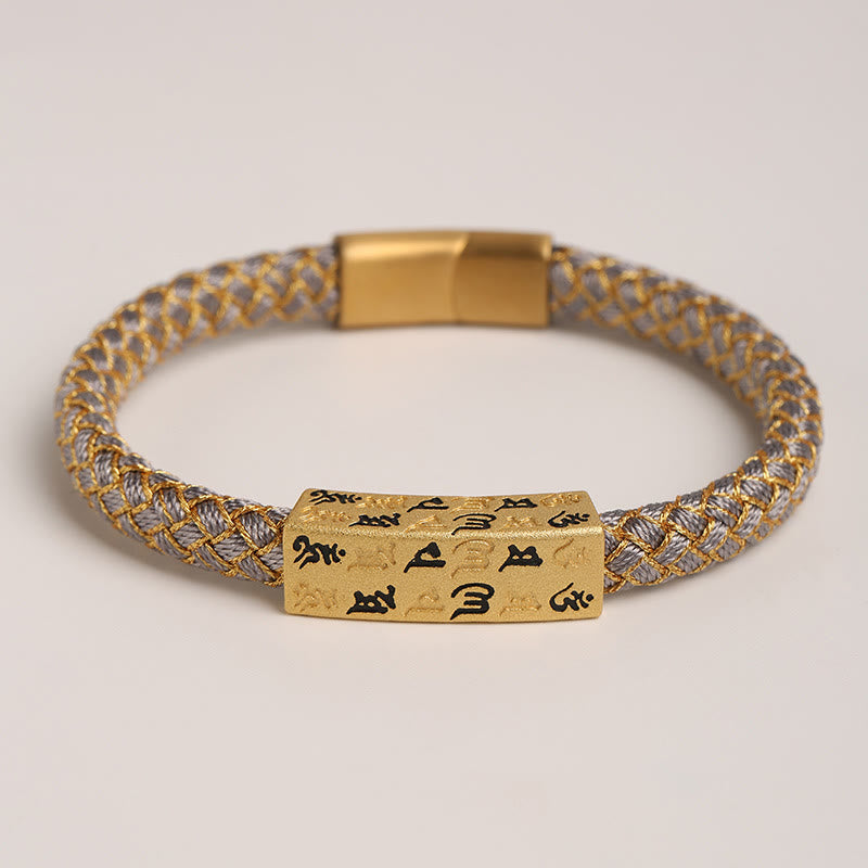 Bracelet porte-bonheur Foviel Tibet Om Mani Padme Hum, corde multicolore, fil doré, nœud de diamant