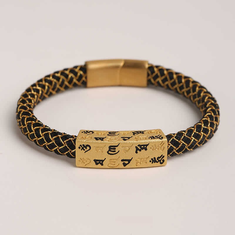 Bracelet porte-bonheur Foviel Tibet Om Mani Padme Hum, corde multicolore, fil doré, nœud de diamant