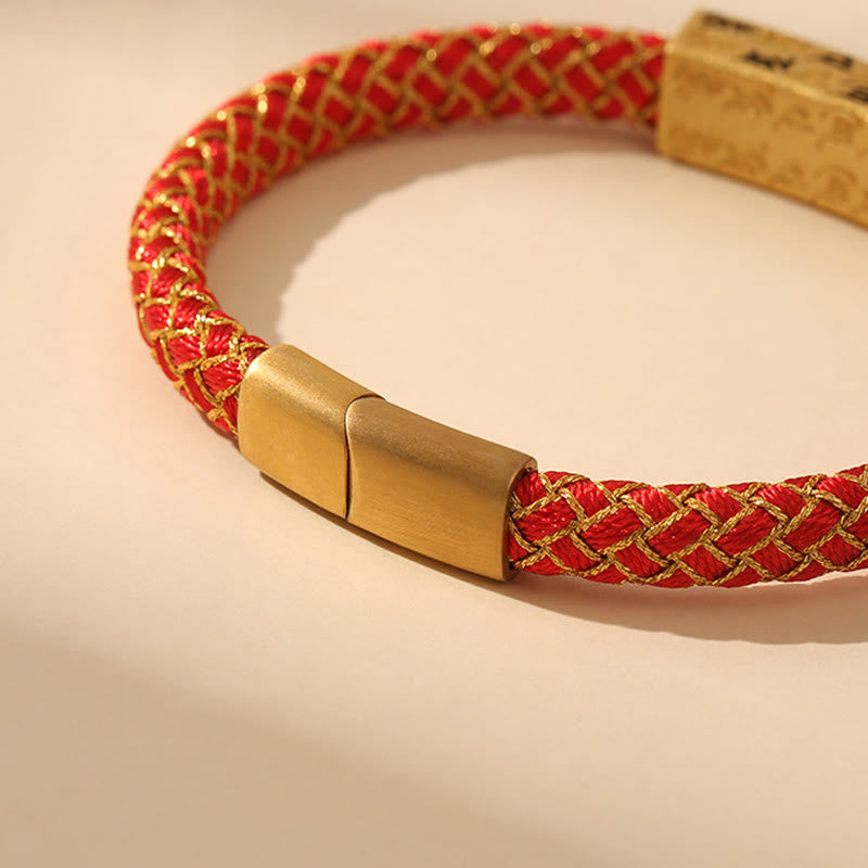 Foviel Tibetan Om Mani Padme Hum Various Colors Rope Gold Thread Diamond Knot Luck Buckle Bracelet