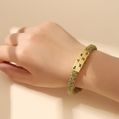 Bracelet porte-bonheur Foviel Tibet Om Mani Padme Hum, corde multicolore, fil doré, nœud de diamant