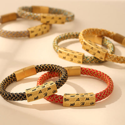 Bracelet porte-bonheur Foviel Tibet Om Mani Padme Hum, corde multicolore, fil doré, nœud de diamant