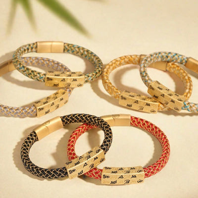 Bracelet porte-bonheur Foviel Tibet Om Mani Padme Hum, corde multicolore, fil doré, nœud de diamant