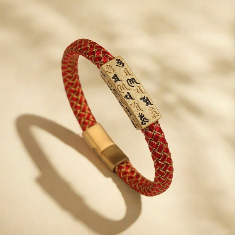 Bracelet porte-bonheur Foviel Tibet Om Mani Padme Hum, corde multicolore, fil doré, nœud de diamant
