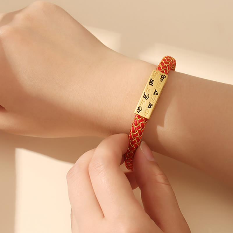 Bracelet porte-bonheur Foviel Tibet Om Mani Padme Hum, corde multicolore, fil doré, nœud de diamant