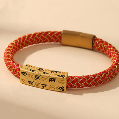 Bracelet porte-bonheur Foviel Tibet Om Mani Padme Hum, corde multicolore, fil doré, nœud de diamant