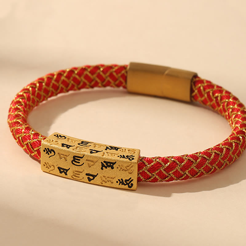 Foviel Tibetan Om Mani Padme Hum Various Colors Rope Gold Thread Diamond Knot Luck Buckle Bracelet