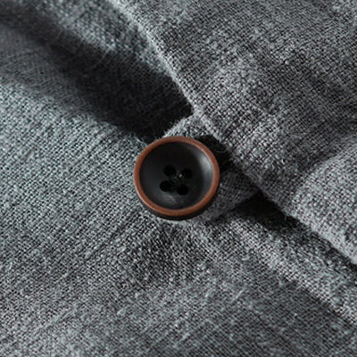 Buddha Stones Spring Daily Simple Buttons Design Stand Collar Men's Long Sleeve Cotton Linen Shirt With Pockets - image 19