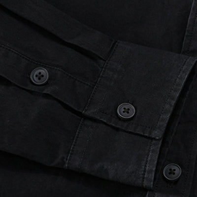 Buddha Stones Spring Daily Line Patchwork Design Lapel Men's Long Sleeve Cotton Linen Shirt With Pockets - image 19