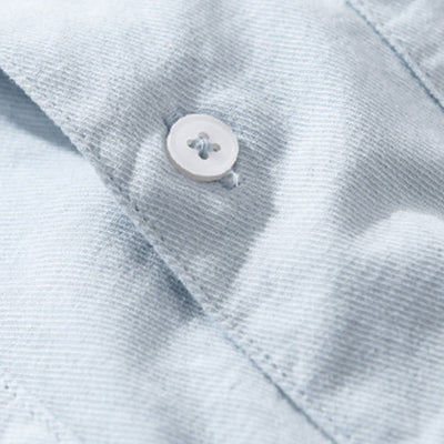 Buddha Stones Daily Pure Color Lapel Men's Short Sleeve Cotton Linen Shirt With Pockets - image 6