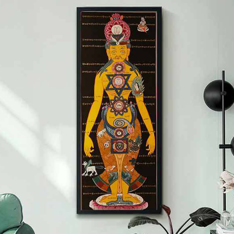 Foviel Tibetan Thangka Painting Healing Handmade Decoration(Random Style)