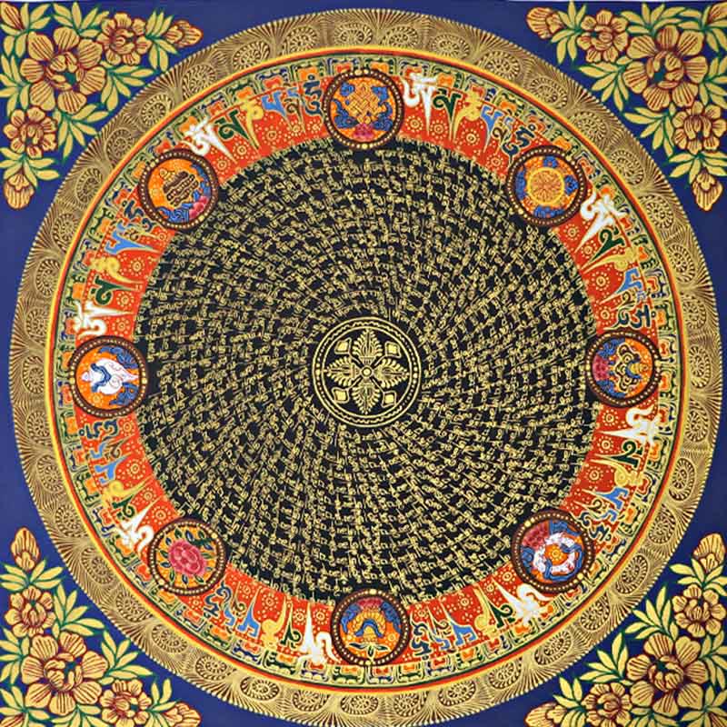 Foviel Tibetische Thangka Malerei Om Mani Padme Hum Schrift Handgemacht Dekoration (Random Stil)